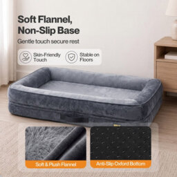 Skylos Dog Bed Xxl Orthopedic Dog Bed 4.0In Egg Crate Foam Flannel Grey - thumbnail 7