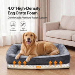 Skylos Dog Bed Xxl Orthopedic Dog Bed 4.0In Egg Crate Foam Flannel Grey - thumbnail 5