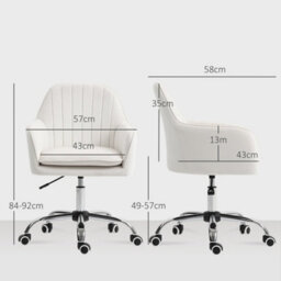 Cream White Fabric Swivel Office Chair With Adjustable Height - thumbnail 2