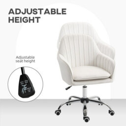 Cream White Fabric Swivel Office Chair With Adjustable Height - thumbnail 5