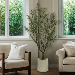 Xample Artificial 6.5Ft Olive Tree With French Crock Planter, Realistic Faux Indoor Plant, Low Maintenance Home Décor - thumbnail 5