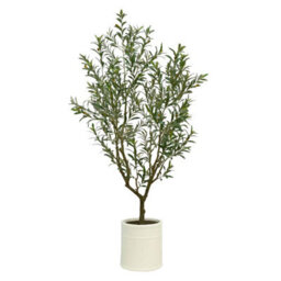 Xample Artificial 6.5Ft Olive Tree With French Crock Planter, Realistic Faux Indoor Plant, Low Maintenance Home Décor - thumbnail 4