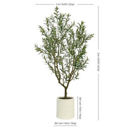 Xample Artificial 6.5Ft Olive Tree With French Crock Planter, Realistic Faux Indoor Plant, Low Maintenance Home Décor - thumbnail 2