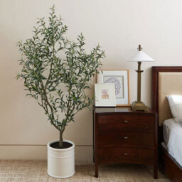Xample Artificial 6.5Ft Olive Tree With French Crock Planter, Realistic Faux Indoor Plant, Low Maintenance Home Décor - thumbnail 3