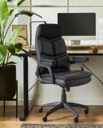 Beliani Executive Chair Ruler Faux Leather Black - thumbnail 2