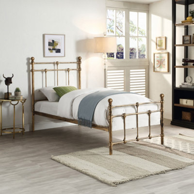 SlumberWorx Bayford Traditional Antique Brass Single Metal Bed Frame - image 1