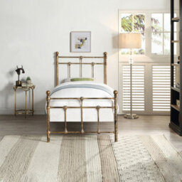 SlumberWorx Bayford Traditional Antique Brass Single Metal Bed Frame - thumbnail 2