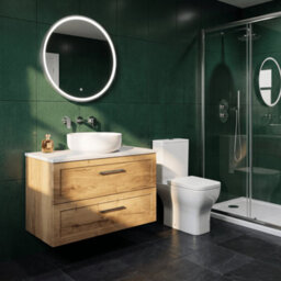 Balterley Stonnall Traditional Wall Hung 2 Drawers Vanity Unit With White Sparkle Laminate Worktop, 800mm, Autumn Oak - thumbnail 4