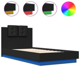 Berkfield Bed Frame With Led Without Mattress Black 75X190 Cm Small Single - thumbnail 2
