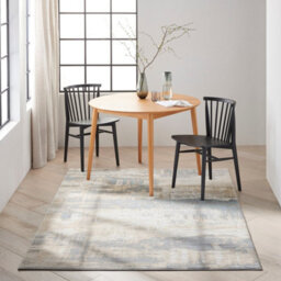 White Modern Easy To Clean Abstract Rug For Living Room, Bedroom - 97Cm X 152Cm - thumbnail 1