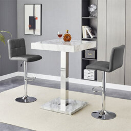 Furniture in Fashion Topaz Magnesia Effect High Gloss Bar Table 2 Coco Grey Stools
