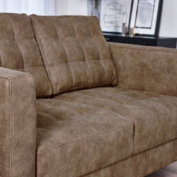 Furniturebox Uk Jenna Brown Faux Leather 2 Seater Sofa - thumbnail 5