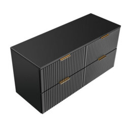 Impact Furniture Bathroom Double Vanity Unit 1200mm Countertop Wall Hung Drawer Cabinet Ribbed Black Modern Fluted Adel - thumbnail 5