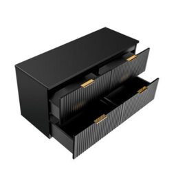 Impact Furniture Bathroom Double Vanity Unit 1200mm Countertop Wall Hung Drawer Cabinet Ribbed Black Modern Fluted Adel - thumbnail 4