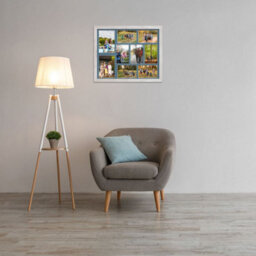 AK Frames 20X16 White Rustic Modern Multi Photo Frame With Pompadour Mount - Holds 9 Apertures (2X) 7X5, (7X) 6X4 Photos - thumbnail 3