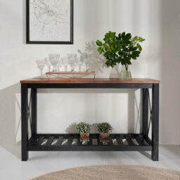 Mercers Furniture Cottage Black Painted Pine Console Table Sideboard Wooden With Storage Shelf 81H X 132W X 36D Cm - thumbnail 2