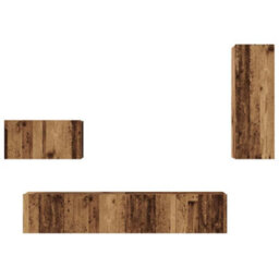 Berkfield Wall Tv Cabinet 4 Pcs Old Wood Medium Engineered Wood - thumbnail 8
