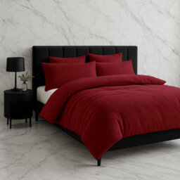Teddy Bear Fleece Soft Cosy Duvet Cover + Pillow Case Set Red - thumbnail 1