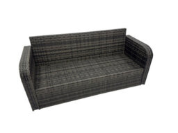 Fimous Rattan Garden Outdoor Furniture Set 3 Seater Sofa Square Coffee Table Set With Side Table 3 Stools Dark Grey Mixed - thumbnail 4