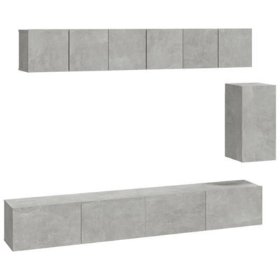 Berkfield Classic 6 Piece Tv Cabinet Set Concrete Grey Engineered Wood - image 1