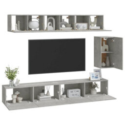 Berkfield Classic 6 Piece Tv Cabinet Set Concrete Grey Engineered Wood - thumbnail 3