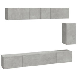 Berkfield Classic 6 Piece Tv Cabinet Set Concrete Grey Engineered Wood - thumbnail 1
