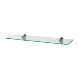 Harbour Housewares Rounded Floating Glass Shelf - 50Cm - Gold Brackets - Bathroom Shower Storage Vanity Display Unit Shelf