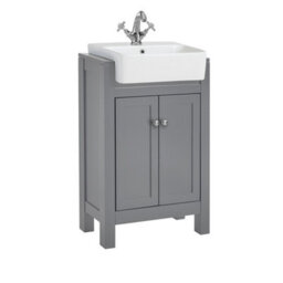 Homestylestore 550mm Light Grey Floorstanding Bathroom Vanity Unit With Chrome Round Handles - thumbnail 1