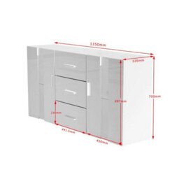 Wooden Sideboard Living Room Tv Stand 2 Doors 3 Drawers Display Cabinet - thumbnail 2
