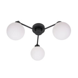 Valuelights Jonah 3 Way Matt Black Ceiling Light Fitting With Globe Shades For Living Room Hallway - Led Bulbs Included - thumbnail 2