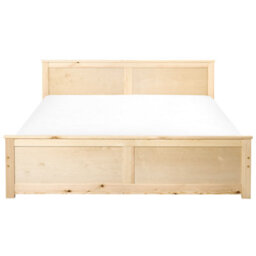 Beliani Bed Pine Wood Dauphin 160 X 200 Cm (Eu King Size) Light Brown - thumbnail 4