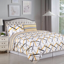 Ameha Printed Duvet Cover 3 Piece Set With Matching Pillowcase Quilt Covers Ochre Stripe Double (200X200Cm) - thumbnail 7
