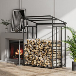 Living And Home Firewood Rack Holder Metal Tube Log Storage Store With Pe Cover 3.6 X 2.3 Ft