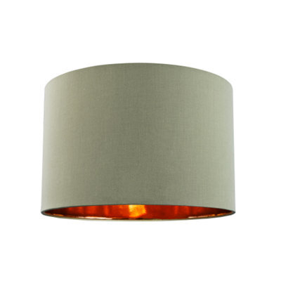Happy Homewares Contemporary Olive Cotton 10 Table/pendant Lampshade With Shiny Copper Inner - image 1