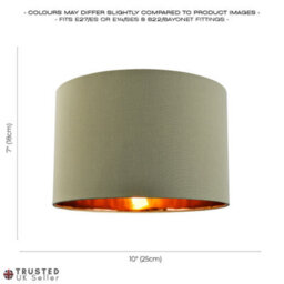 Happy Homewares Contemporary Olive Cotton 10 Table/pendant Lampshade With Shiny Copper Inner - thumbnail 8