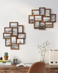 LEDREM Collage Picture Frames, 10 Frames For 4X6 Photos, Collage Photo Frames For Wall, Multi Frames, Wall Decor, Rustic Brown