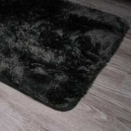 Ohs Fluffy Rug Anti-Slip Plain Shaggy Floor Mat, Black - 120 X 170Cm - thumbnail 2