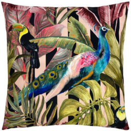 Evans Lichfield Toucan And Peacock Tropical Outdoor Cushion Cover - thumbnail 1