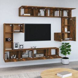 Berkfield Wall-Mounted Tv Cabinet Smoked Oak Engineered Wood - thumbnail 3
