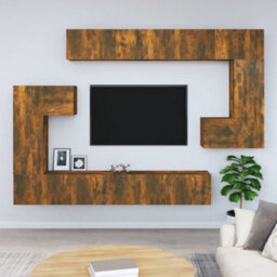 Berkfield Wall-Mounted Tv Cabinet Smoked Oak Engineered Wood - thumbnail 1