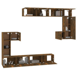 Berkfield Wall-Mounted Tv Cabinet Smoked Oak Engineered Wood - thumbnail 4