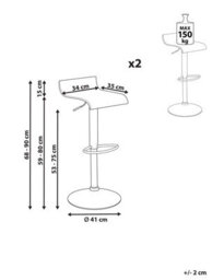 Wyld and Coco Set Of 2 White Swivel Bar Stools With Gas Lift And Footrest, 68-90 Cm Adjustable - thumbnail 3