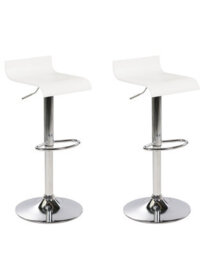 Wyld and Coco Set Of 2 White Swivel Bar Stools With Gas Lift And Footrest, 68-90 Cm Adjustable - thumbnail 2