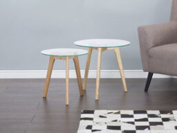 Beliani Set Of 2 Coffee Tables Missouri Glass Transparent - thumbnail 2