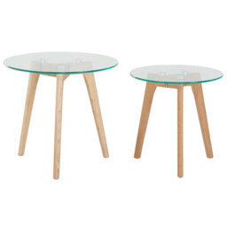 Beliani Set Of 2 Coffee Tables Missouri Glass Transparent - thumbnail 1