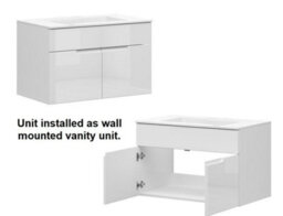 Impact Furniture Bathroom Vanity Unit With Basin 800mm Wall Or Floor Standing Sink Cabinet White Gloss Spice - thumbnail 4