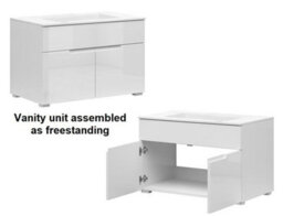 Impact Furniture Bathroom Vanity Unit With Basin 800mm Wall Or Floor Standing Sink Cabinet White Gloss Spice - thumbnail 5