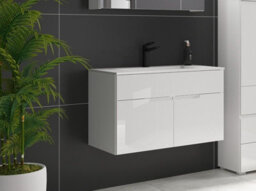 Impact Furniture Bathroom Vanity Unit With Basin 800mm Wall Or Floor Standing Sink Cabinet White Gloss Spice - thumbnail 2
