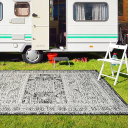 Homeart Outdoor Indoor Rug, Easy Clean, Uv Weather Resistant Rug For Patio, Gardenvintage Black, Cream,140X200Cm - thumbnail 3