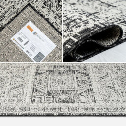 Homeart Outdoor Indoor Rug, Easy Clean, Uv Weather Resistant Rug For Patio, Gardenvintage Black, Cream,140X200Cm - thumbnail 5